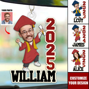 Custom Photo Cheers To The Tassel Hustle - Family Personalized Car Ornament