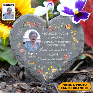 Forever In Our Hearts - Personalized Photo Memorial Garden Slate
