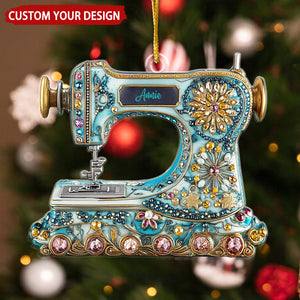 Exquisite Sewing Machine Personalized Christmas Ornament, Gift For Sewer