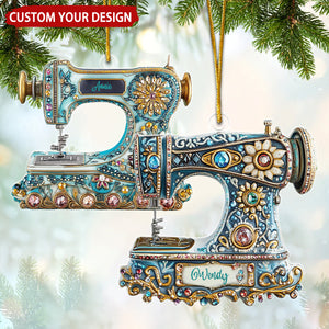 Exquisite Sewing Machine Personalized Christmas Ornament, Gift For Sewer