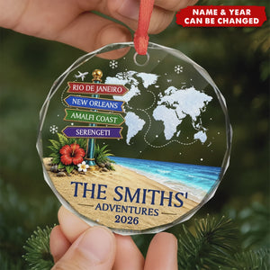 Custom Circle Glass Ornament - Personalized Christmas Birthday Gifts For Mom, Dad, Brother, Sister - Best Vacation With My Family