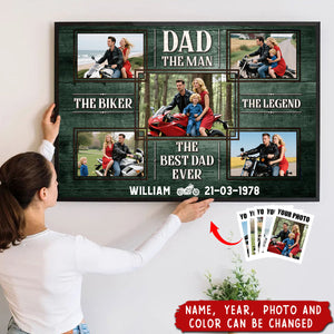 Motorcycle Lover The Legend Dem Canvas - Personalized Canvas Prints, Gift for Dad, Father's Day Gifts, Gift For Bikers
