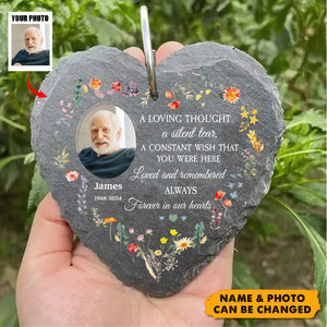 Forever In Our Hearts - Personalized Photo Memorial Garden Slate