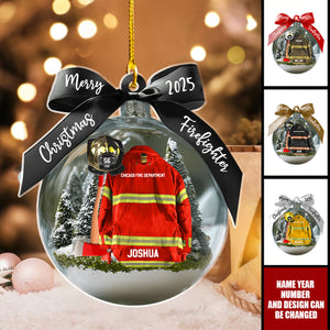 Firefighter Helmet Armor - Personalized Christmas Acrylic Ornament