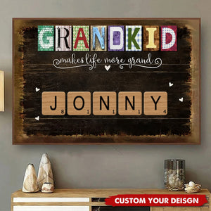 Personalized Grandkids Names Scrabble Gift For Grandparents Poster