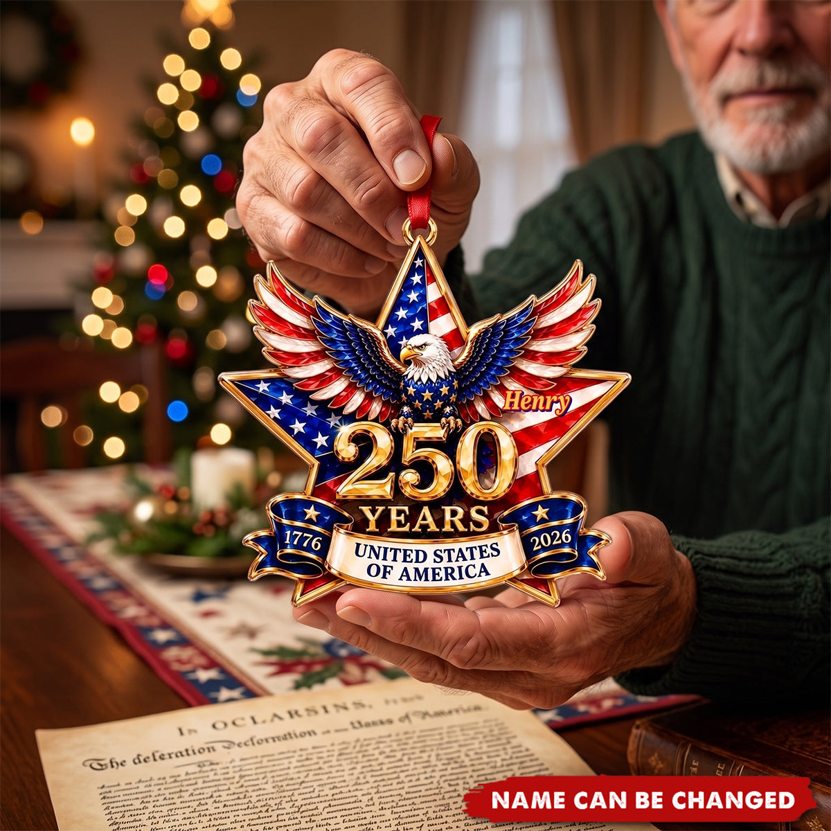 America 250th Eagle Ornament 2026, Bald Eagle Acrylic Holiday Decor Gift