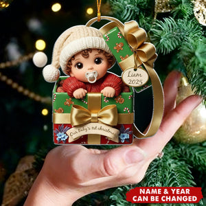 Baby's First Christmas Ornament: Personalized Acrylic New Baby Gift
