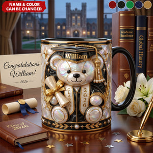 Lovely Bear - Celebrate Graduation Accent Mug - Personalized Gifts For Graduates