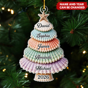 Custom Shell Acrylic Ornament - Personalized Christmas Birthday Gifts For Mom, Dad, Brother, Sister - Gathered With Grateful Hearts
