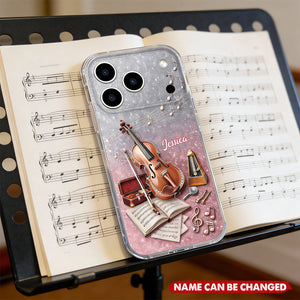 A World Of Music Violin, Personalized Clear Phone Case, Gift For Musicians