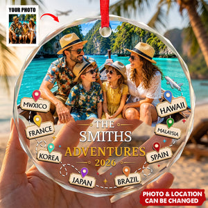 Custom Photo Circle Glass Ornament, Personalized Christmas Gifts For Family - Making Memories Around The World
