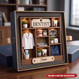 Personalized Dentist Wooden Block, Custom Dental Office Shelf Sitter
