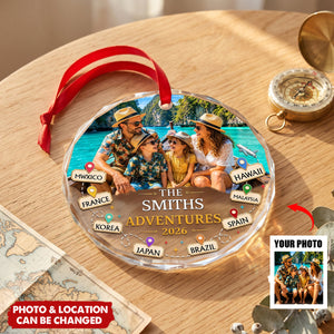 Custom Photo Circle Glass Ornament, Personalized Christmas Gifts For Family - Making Memories Around The World
