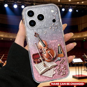 A World Of Music Violin, Personalized Clear Phone Case, Gift For Musicians
