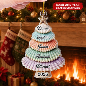 Custom Shell Acrylic Ornament - Personalized Christmas Birthday Gifts For Mom, Dad, Brother, Sister - Gathered With Grateful Hearts