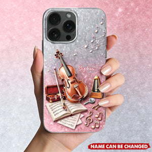 A World Of Music Violin, Personalized Clear Phone Case, Gift For Musicians