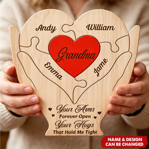 Hands Holding Heart You Are The Piece That Holds Us Together - Personalized Custom Shaped Wooden Puzzle