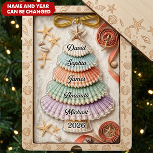 Custom Shell Acrylic Ornament - Personalized Christmas Birthday Gifts For Mom, Dad, Brother, Sister - Gathered With Grateful Hearts