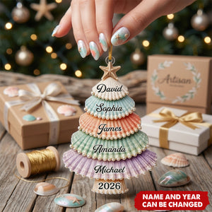 Custom Shell Acrylic Ornament - Personalized Christmas Birthday Gifts For Mom, Dad, Brother, Sister - Gathered With Grateful Hearts