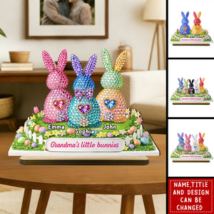 Grandma's Little Bunnies Easter - Personalized 2-Layered Wooden Plaque - Sentimental Gift for Grandma
