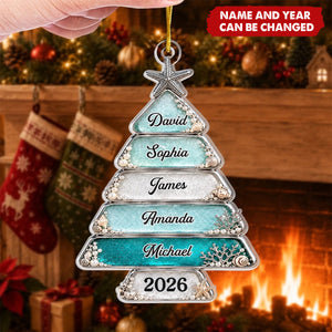 Custom Sea Glass Acrylic Ornament - Personalized Christmas Birthday Gifts For Mom, Dad, Brother, Sister - Christmas Love Never Fades