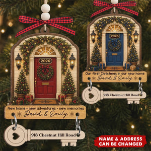 Custom New Home Wooden Ornament With Tag - Personalized Anniversary Christmas Wedding Gifts For Husband And Wife, Him And Her - Warm Hearts Sweet Home