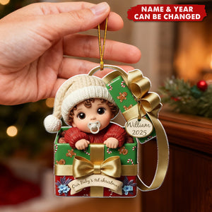 Baby's First Christmas Ornament: Personalized Acrylic New Baby Gift