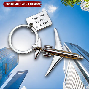 Engraved Twin-Engine Aircraft - Personalized Airplane Keychain, Gift for Pilot, Flight Attendant