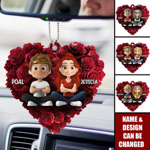 Rose Heart Couple - Personalized Custom Acrylic Ornament