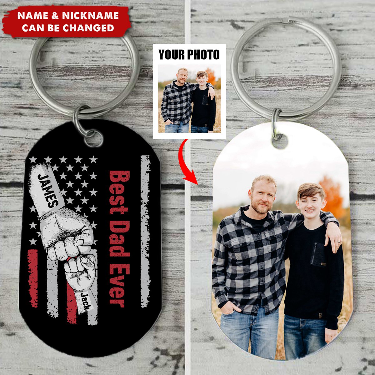 Gift For Dad - Personalized Photo Stainless Steel Keychain