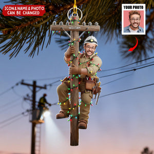 Keeping The Lights On - Personalized Christmas Lineman Ornament