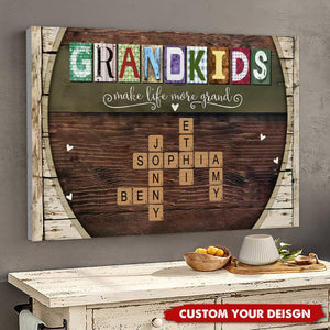 Personalized Grandkids Names Scrabble Gift For Grandparents Poster