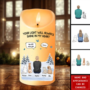 Your Light Will Always Shine In My Heart - Memorial Personalized Custom LED Candle - Christmas Gift, Sympathy Gift For Pet Owners, Pet Lovers