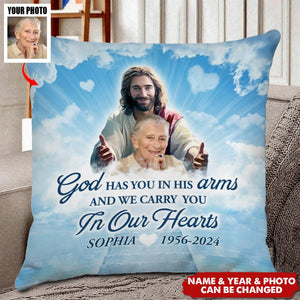 Personalized Memorial God Has You In His Arm Pillow