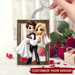 Mr Mrs Married Couple - Personalized 2 - Layered Acrylic Keychain