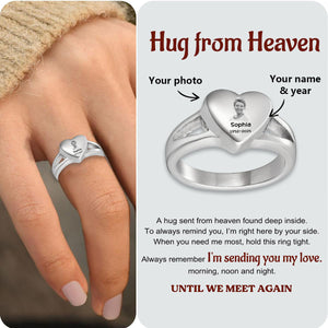 Personalized Memorial Photo Heart-Shaped Keepsake Ring – Custom Engraved Urn Jewelry for Ashes