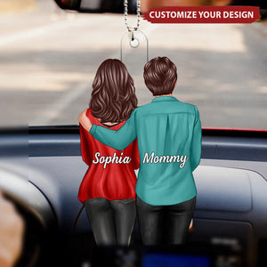 Mom And Daughter Standing Together - Personalized Acrylic Ornament