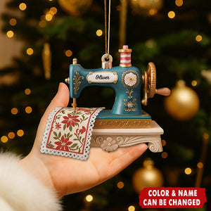 Personalized Sewing Machine Ornament – Gift for Seamstress, Quilter, Sewing Lover