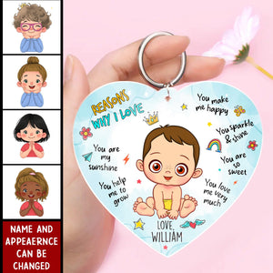 Gift For Mom Reasons Why I Love Mommy Transparent Acrylic Keychain