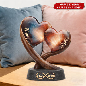 Personalized Couple Heart One Love Acrylic Plaque, Wedding Anniversary Gift For Couples