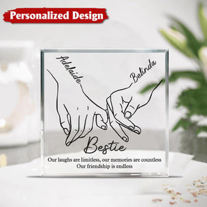 I'll Be There Pinky Promise - Bestie Personalized Square Shaped Acrylic Plaque - Gift For Best Friends, BFF, Sisters