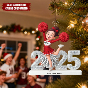 3D Shining Effect Christmas Cheerleader - Personalized Acrylic Ornament - Christmas Gift For Cheerleaders