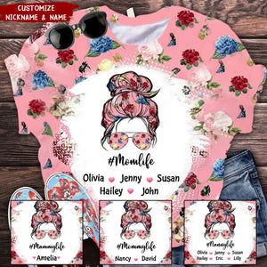 Grandmalife Floral Pink Pattern Kid Names Heart Personalized 3D T-shirt
