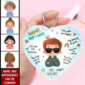 Gift For Mom Reasons Why I Love Mommy Transparent Acrylic Keychain