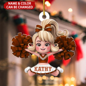 Cute Cheerleader Girl Personalized Christmas Ornament