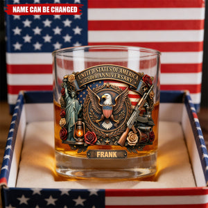 250th Anniversary USA Round Glass - Personalized Gifts For Patriots