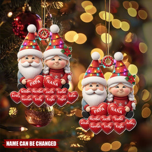 Christmas Grandparents With Grandkids’ Names Heart - Personalized Christmas Acrylic Ornament