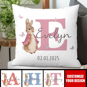 Multicolor Rabbit Bunny - Personalized Pillow, Gift for Baby Kid