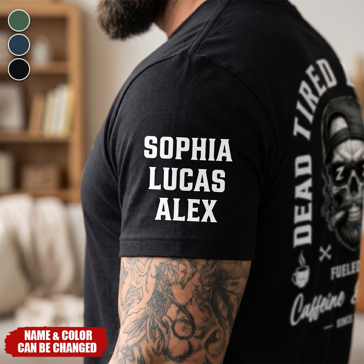 Dead Tired Dads Club Custom Kids' Names On Sleeves Shirt