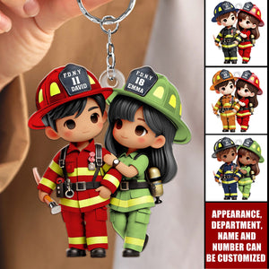 Personalized Gifts For Couple Keychain Firefighter Couple